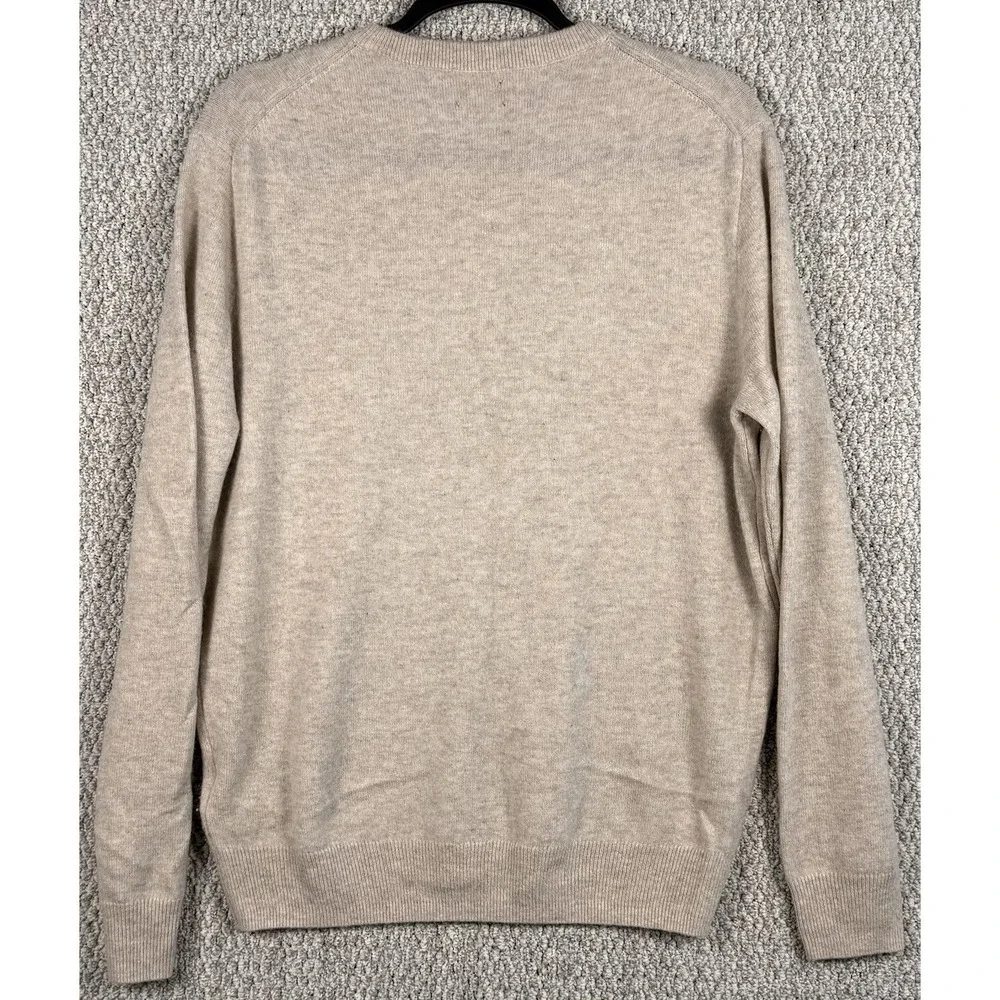 J.Crew 100% Cashmere Sweater Mens L Beige Crewneck Distressed Grunge Soft